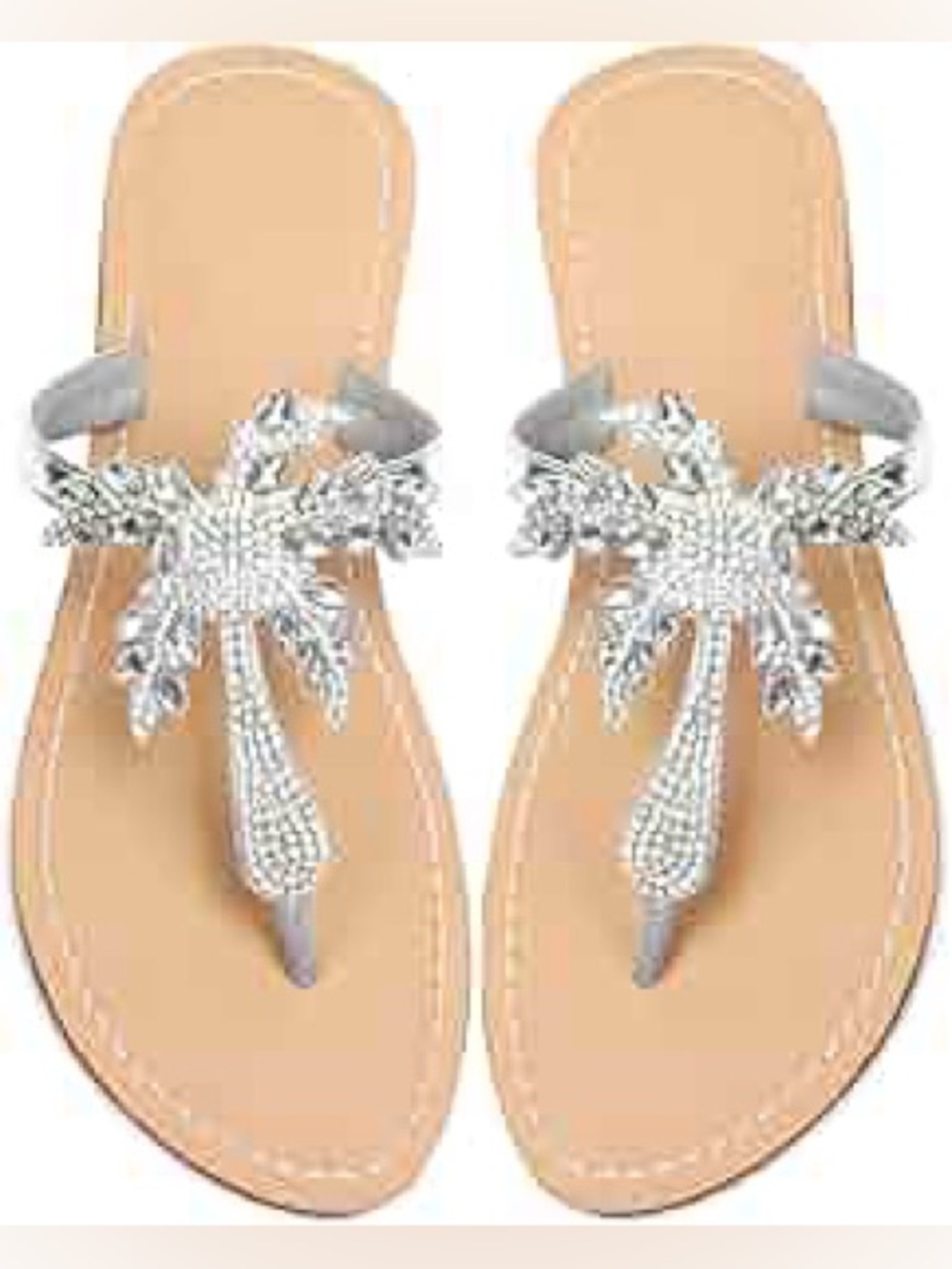 Crystal Palm Toe- Sandals in Silver & clear stones